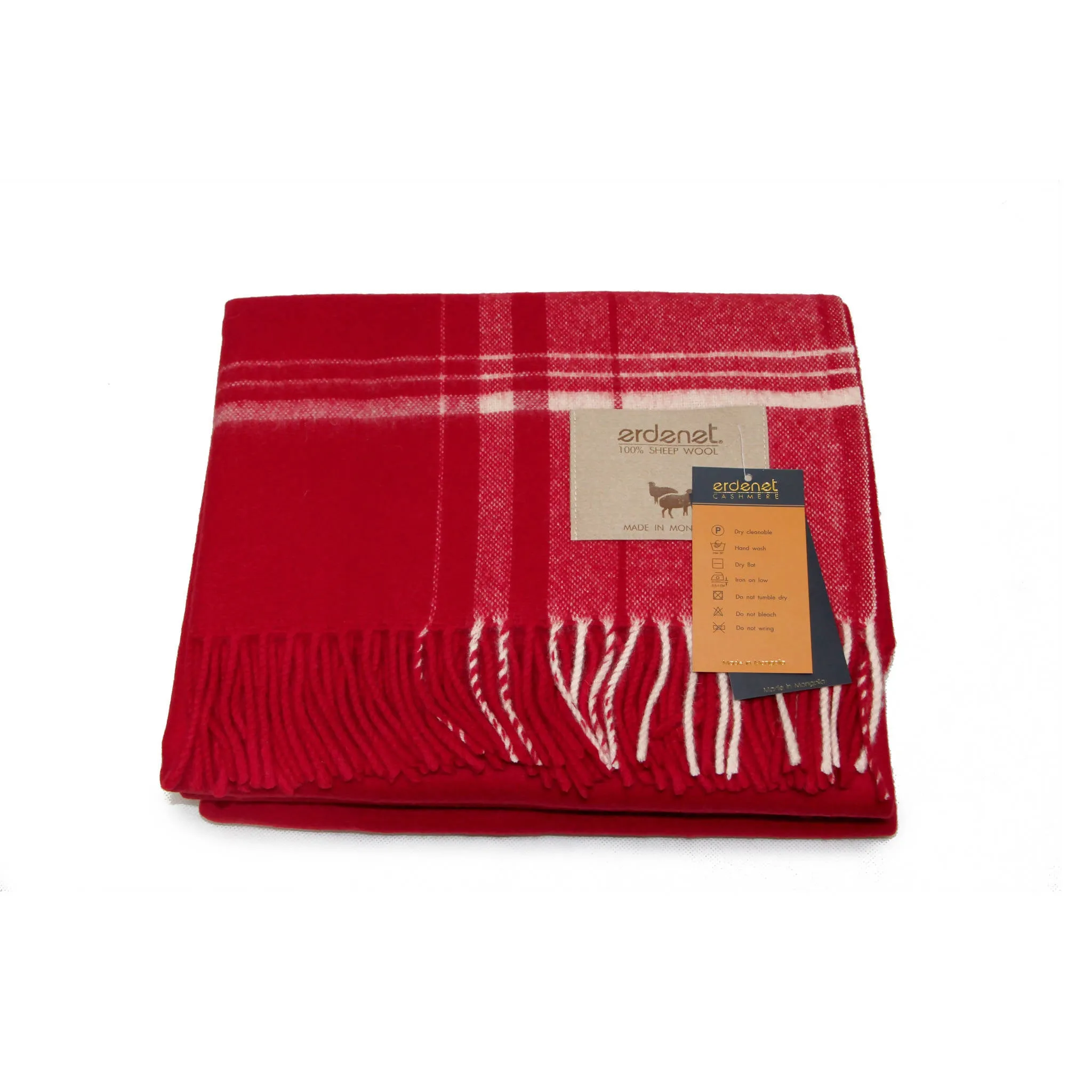 100% Wool Blanket with Fringed Ends