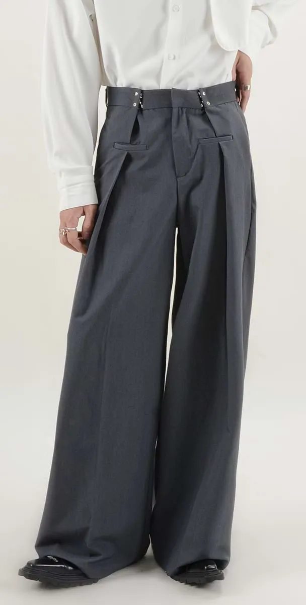 Adjustable Waist Pleated Pants