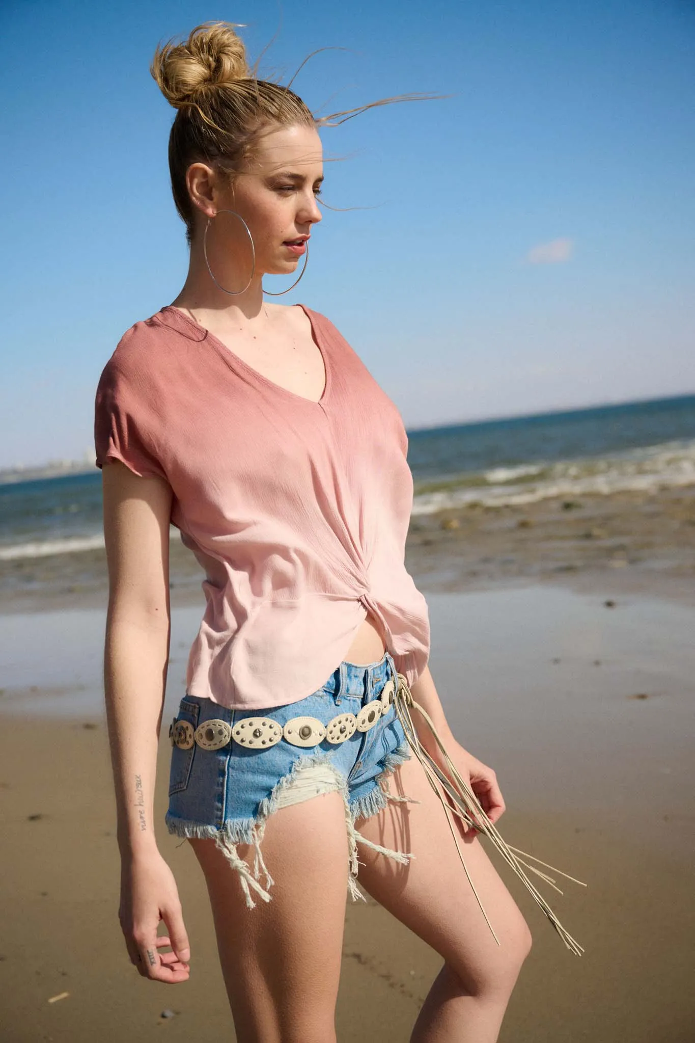 After the Rain Ombre V-Neck Twist-Front Top