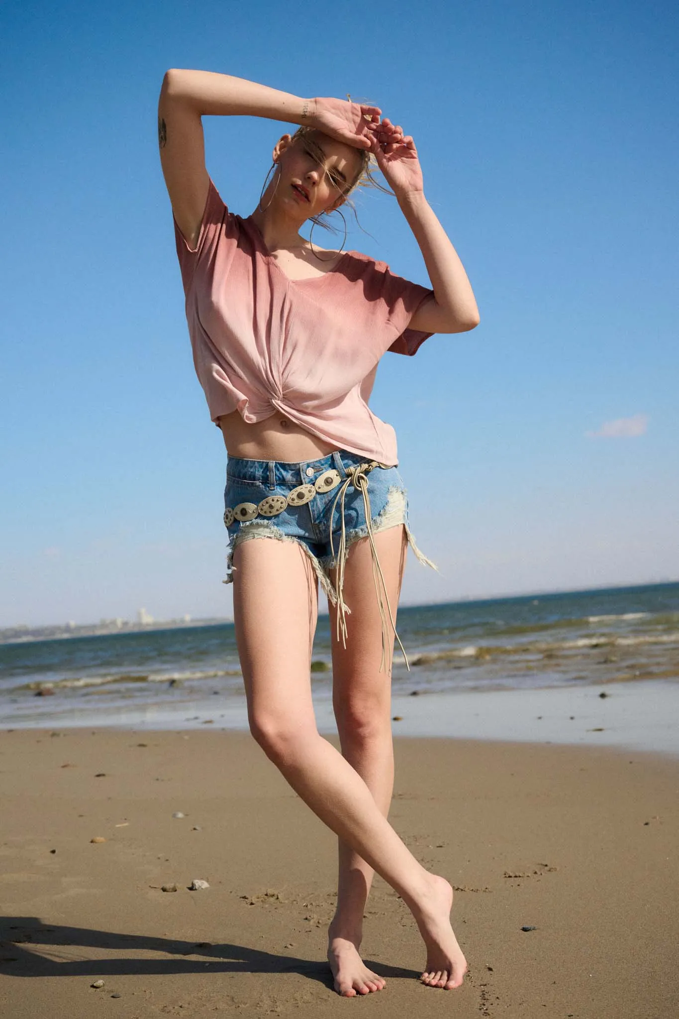 After the Rain Ombre V-Neck Twist-Front Top