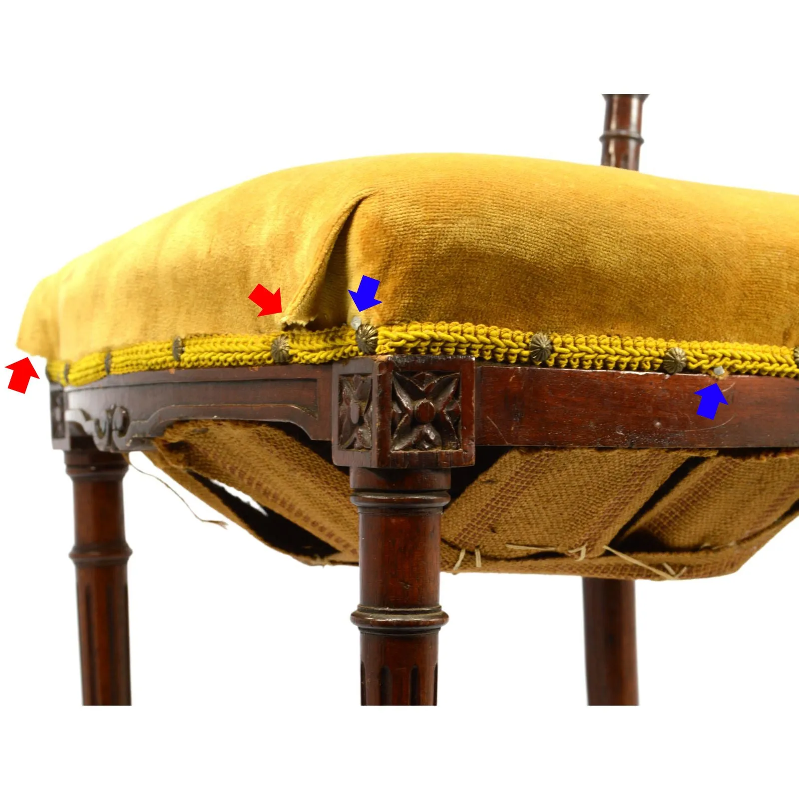 Antique VICTORIAN VANITY CHAIR Low-Back PIANO STOOL Ornate CARVED HARDWOOD c19th