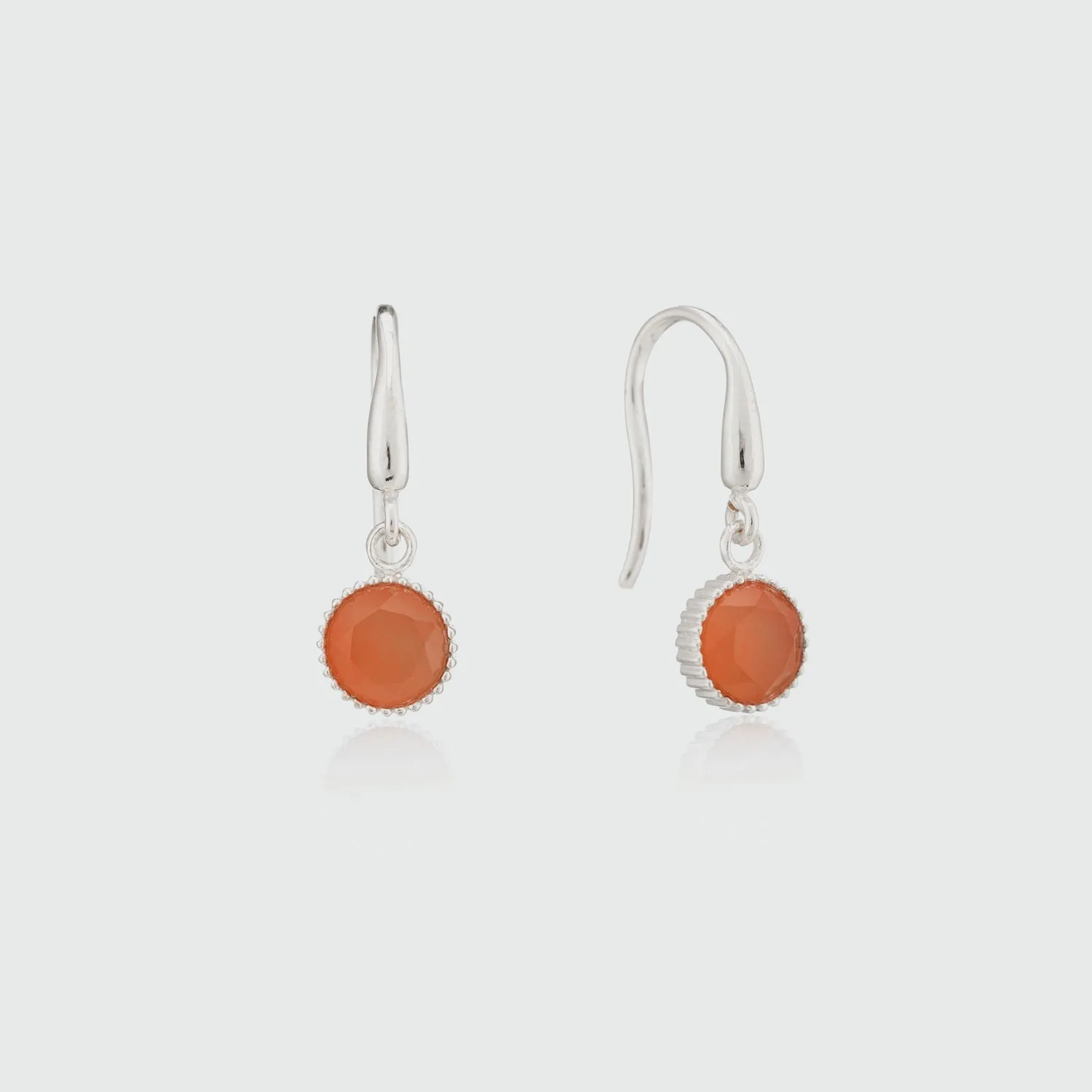 Barcelona Silver July Carnelian Birthstone Hook Earrings