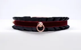 Black & Maroon Velvet Collar