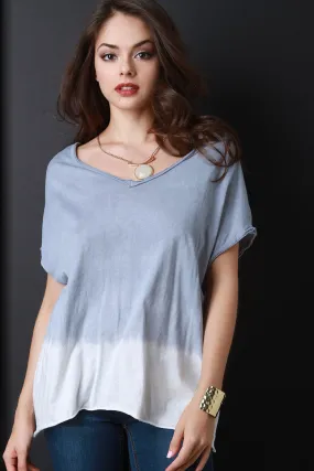 Boxy V Neck Dip Dyed Tee