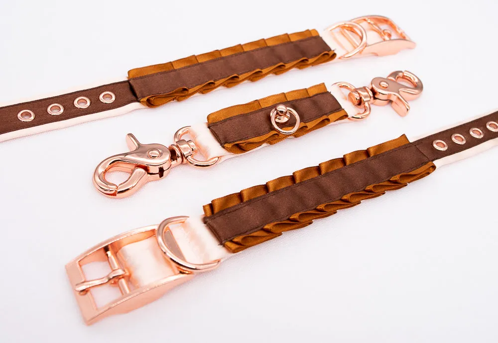 Caramel and Chocolate Brown Rose Gold Cuff Connector