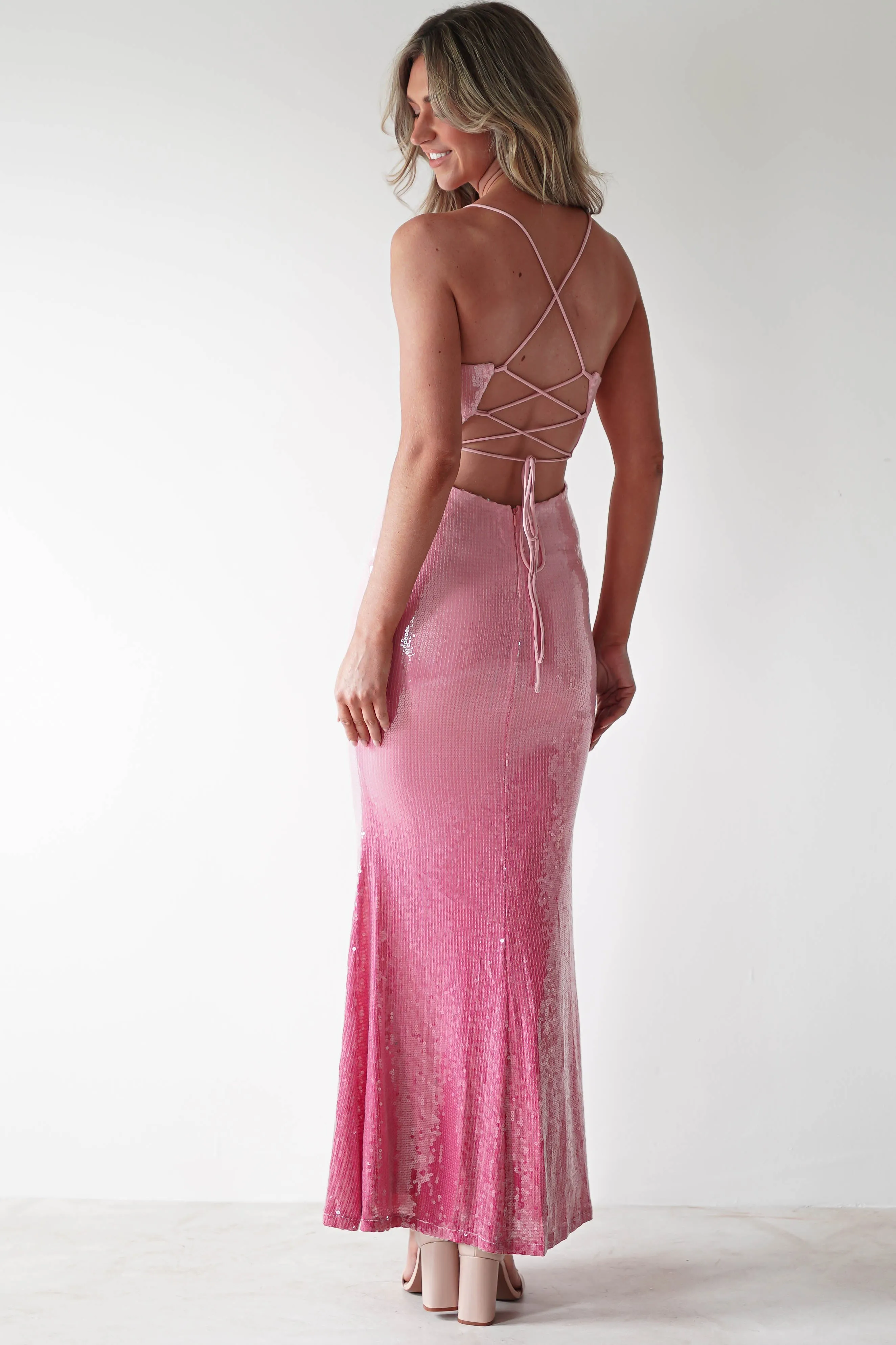 Chloé Ombre Sequin Maxi Gown | Pink