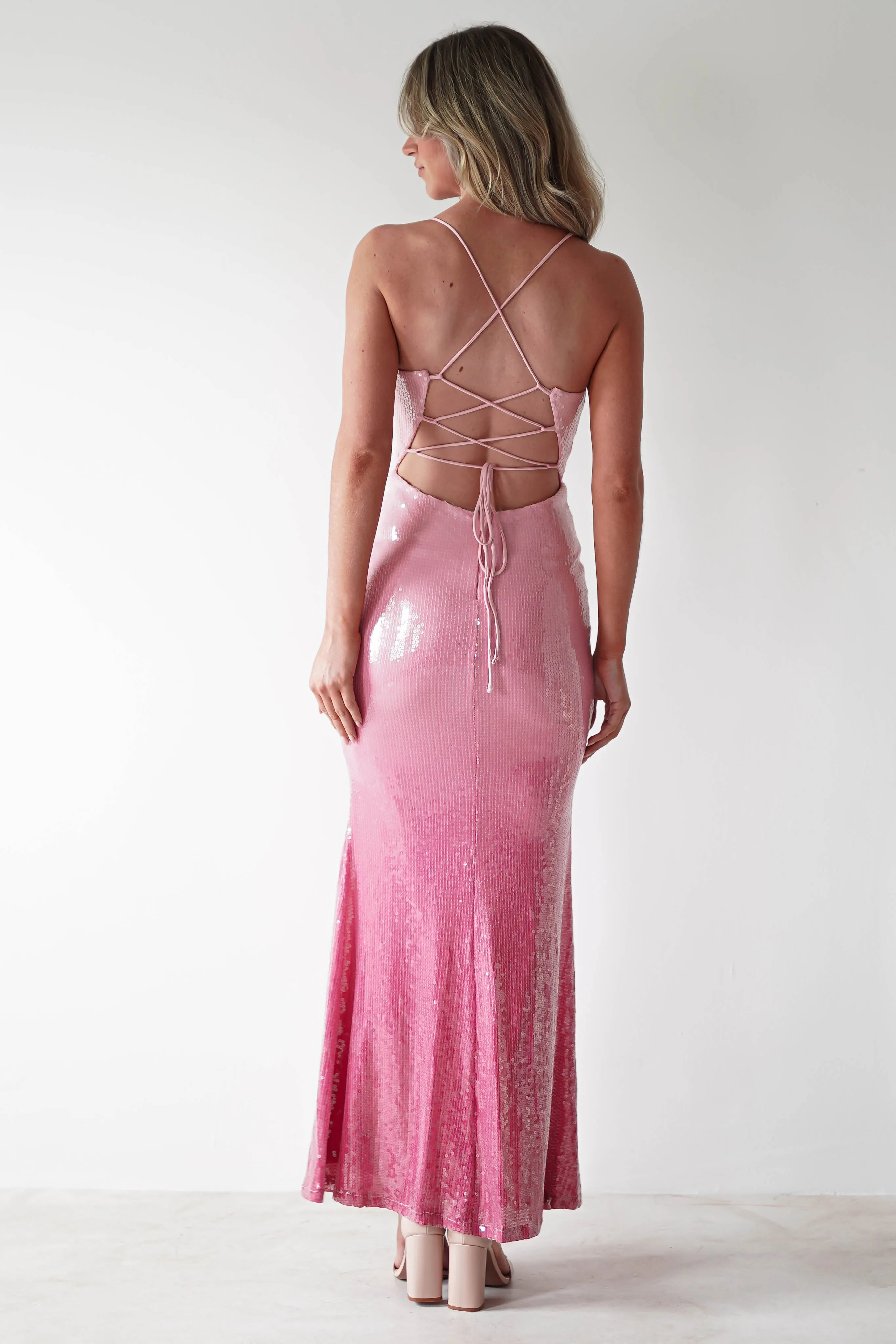 Chloé Ombre Sequin Maxi Gown | Pink