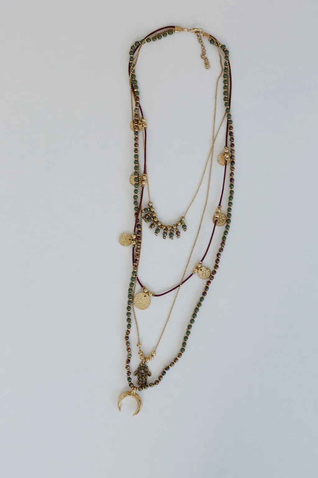 Dreamscape Layered Necklace - Burgundy Multi