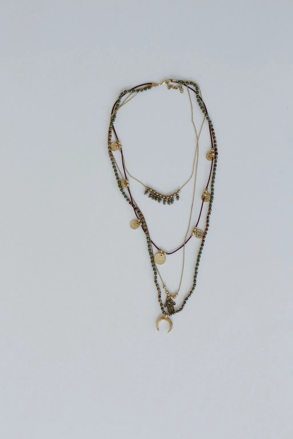 Dreamscape Layered Necklace - Burgundy Multi