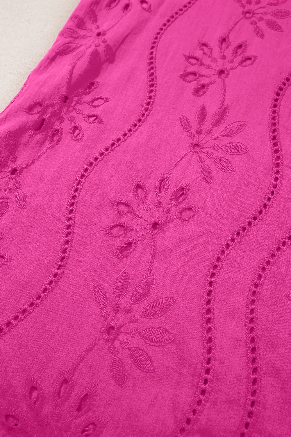 Embroidery Patterned Knotted Straps V Neck Tank Top