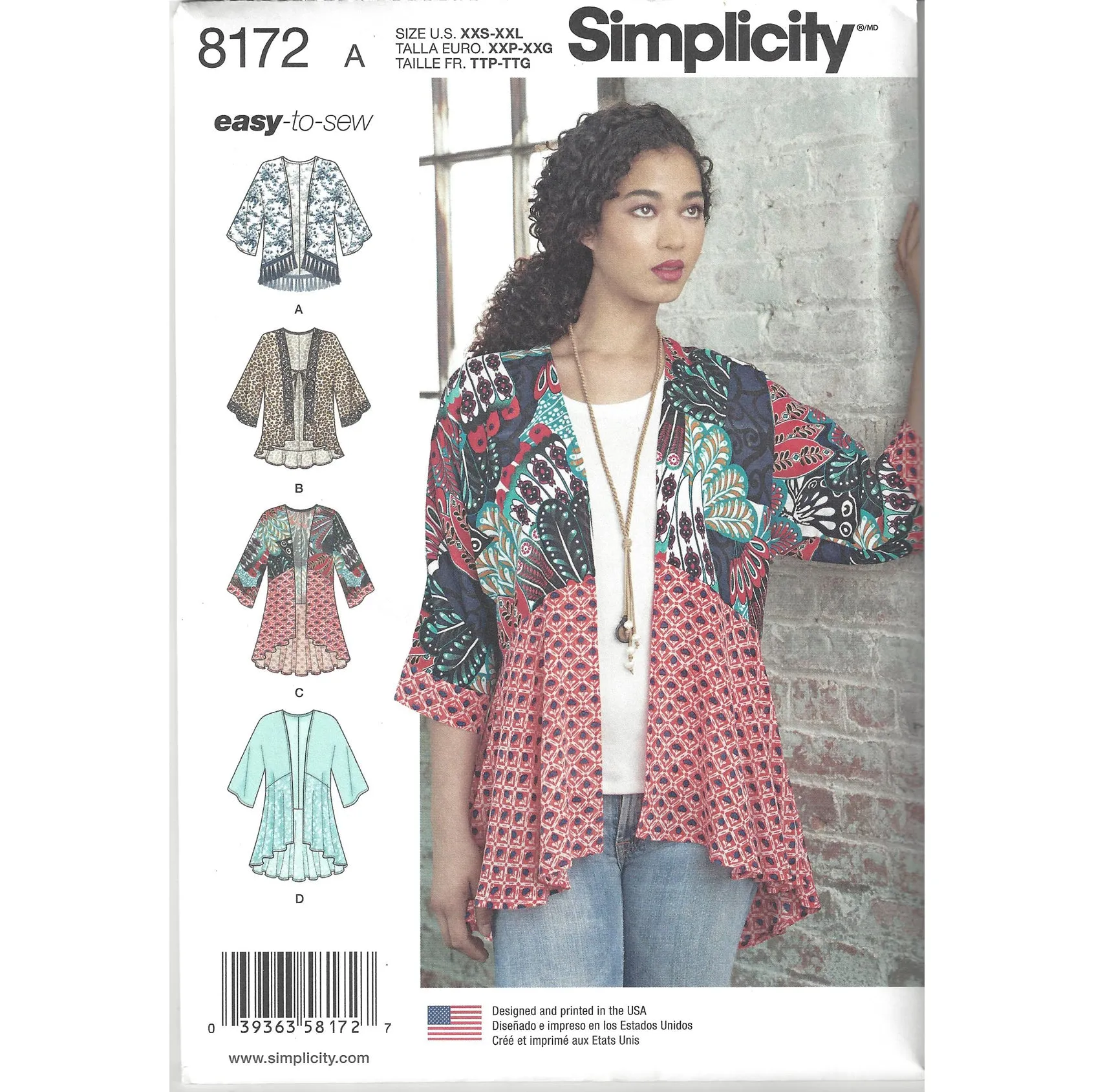 Garment Kit - Batik Rayon   Simplicity 8172 Kimono