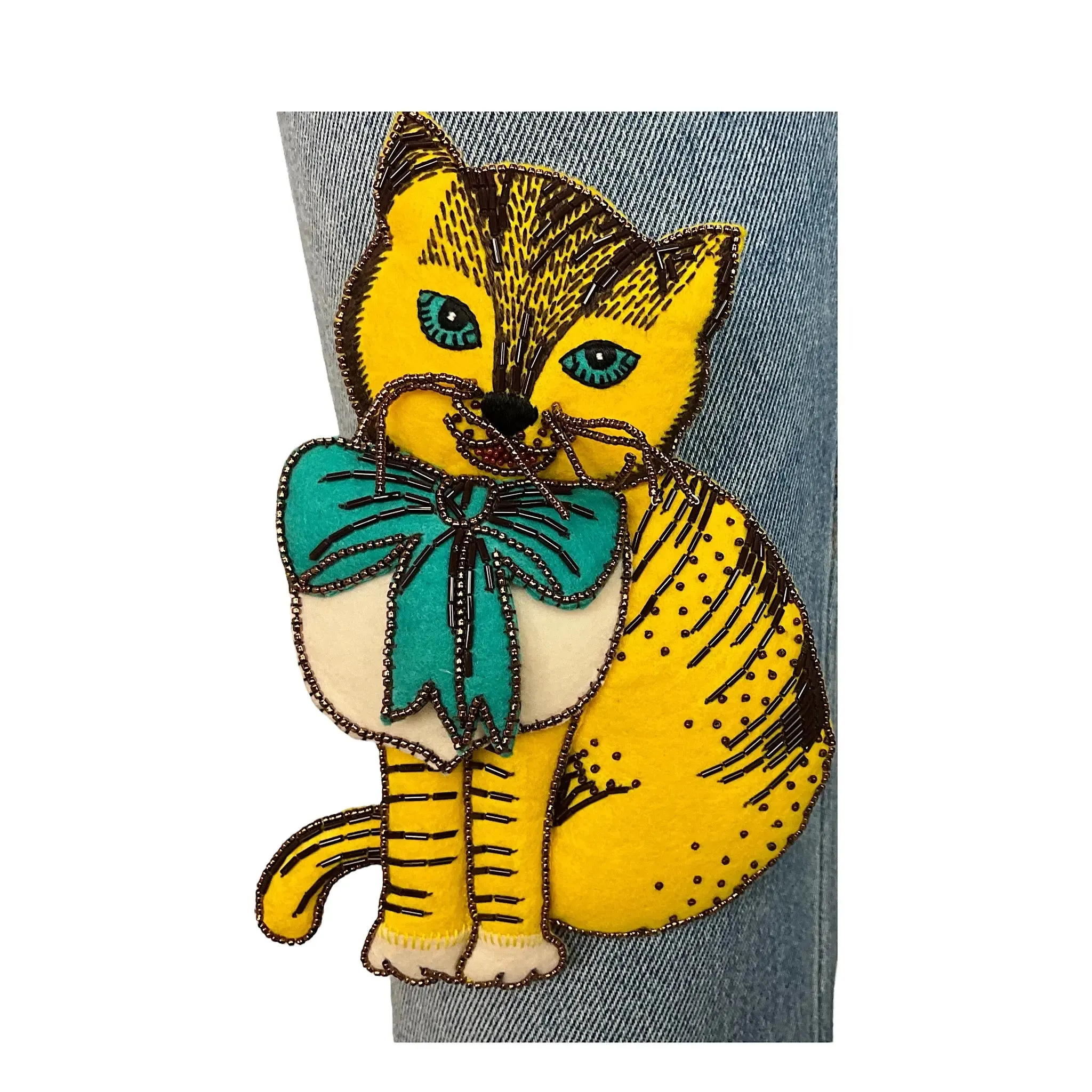 Gucci Raw Cut Jeans with Crystal Brooch