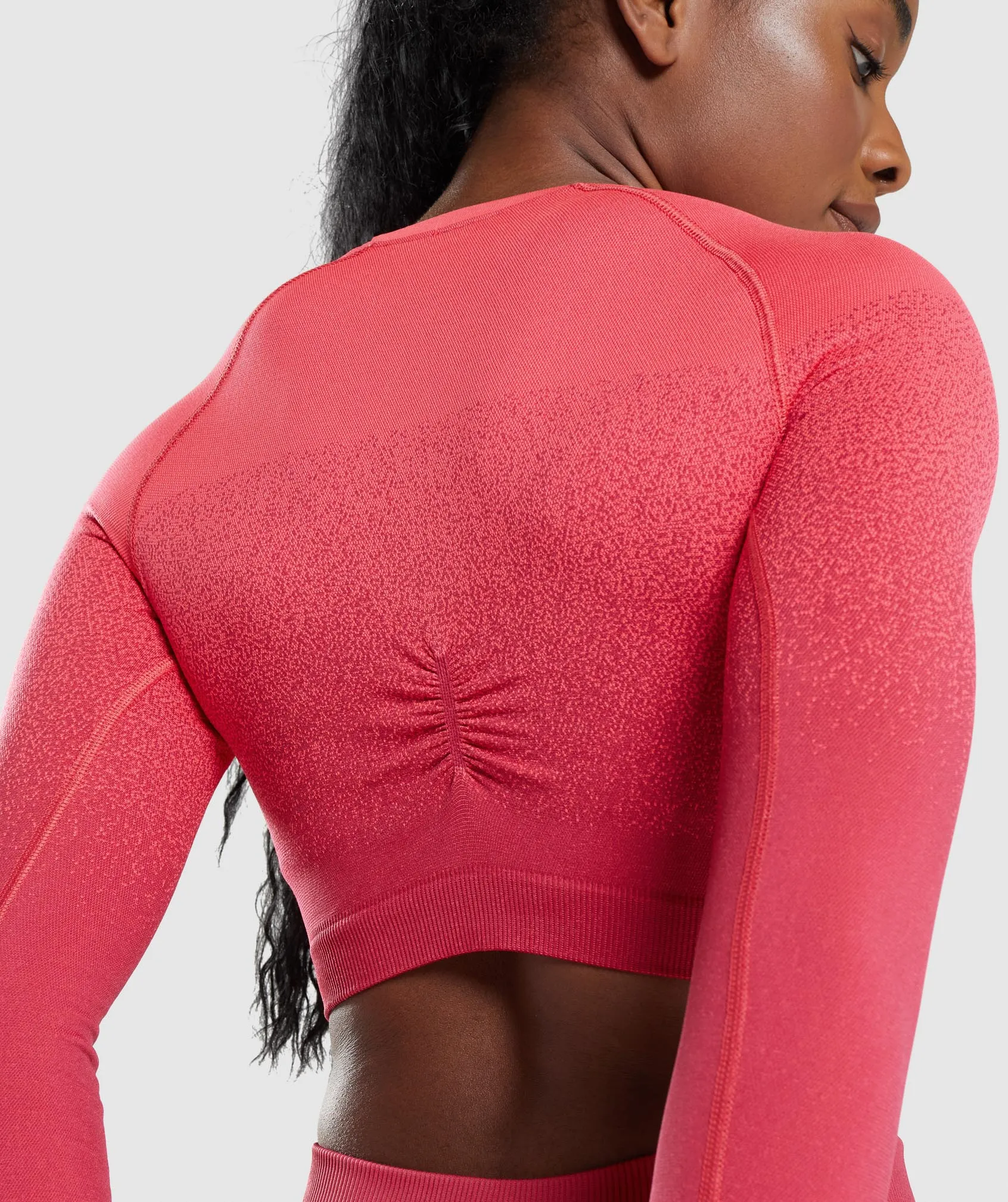 Gymshark Adapt Ombre Seamless Long Sleeve Crop Top - Pink/Red