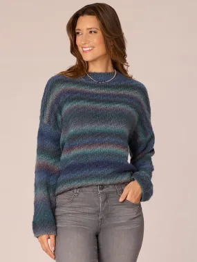 Long Sleeve Funnel Neck Ombre Stripe Petite Sweater