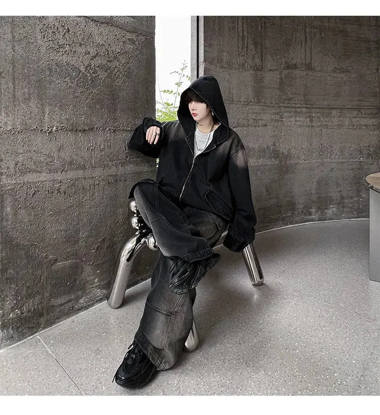 Men's Black Denim Hoodie & Jeans Set