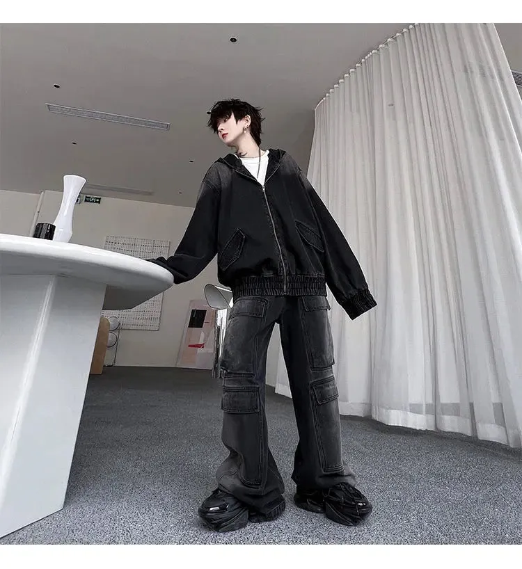 Men's Black Denim Hoodie & Jeans Set