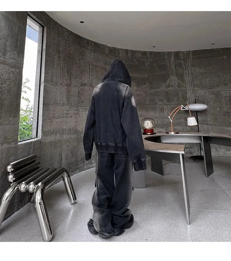 Men's Black Denim Hoodie & Jeans Set