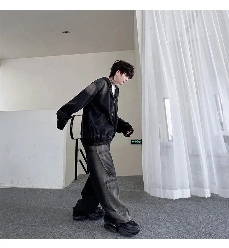 Men's Black Denim Hoodie & Jeans Set