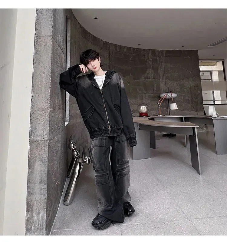 Men's Black Denim Hoodie & Jeans Set