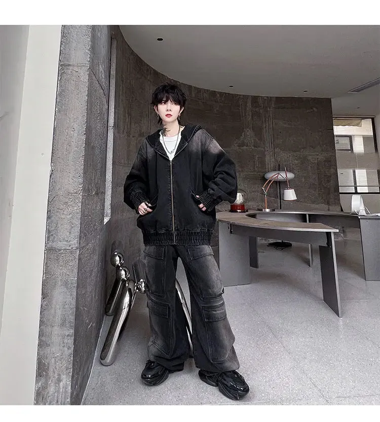 Men's Black Denim Hoodie & Jeans Set