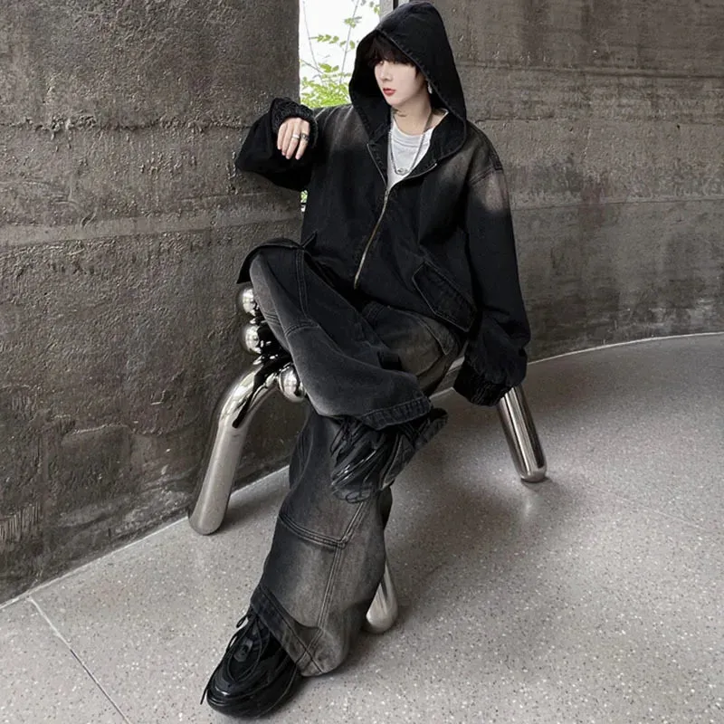 Men's Black Denim Hoodie & Jeans Set