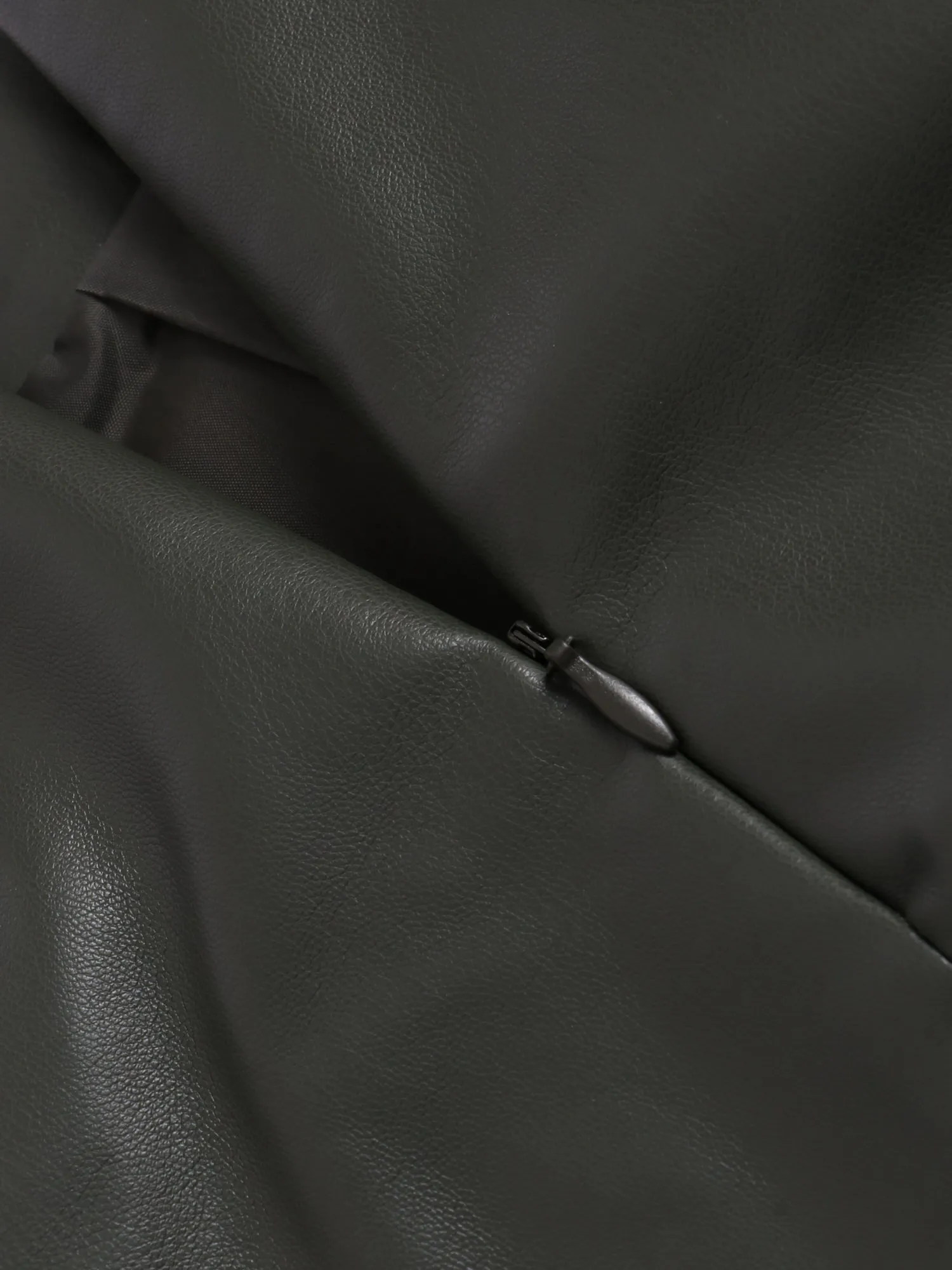 Midsize Fringe Stretch Leather Skirt with Side Split