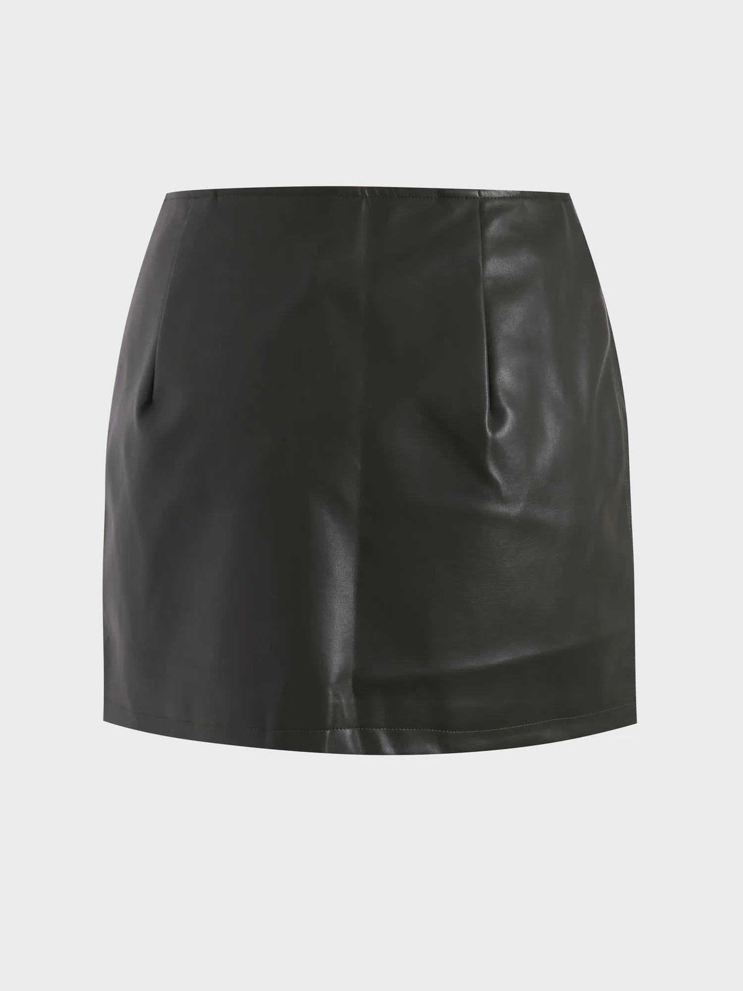 Midsize Fringe Stretch Leather Skirt with Side Split