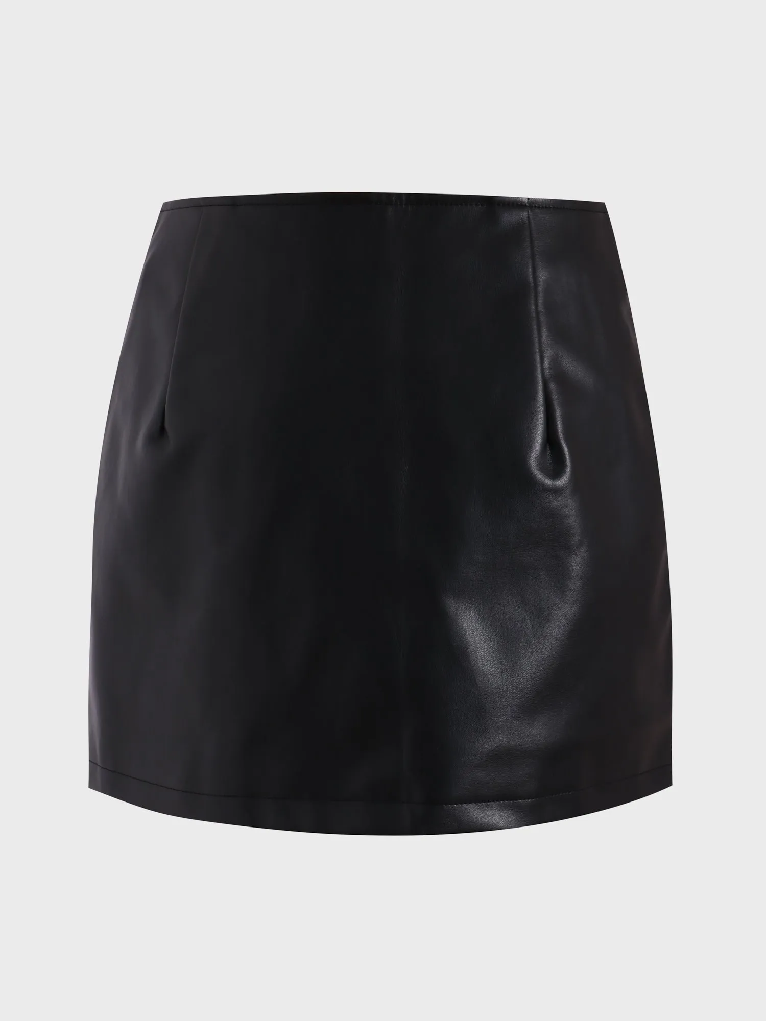 Midsize Fringe Stretch Leather Skirt with Side Split