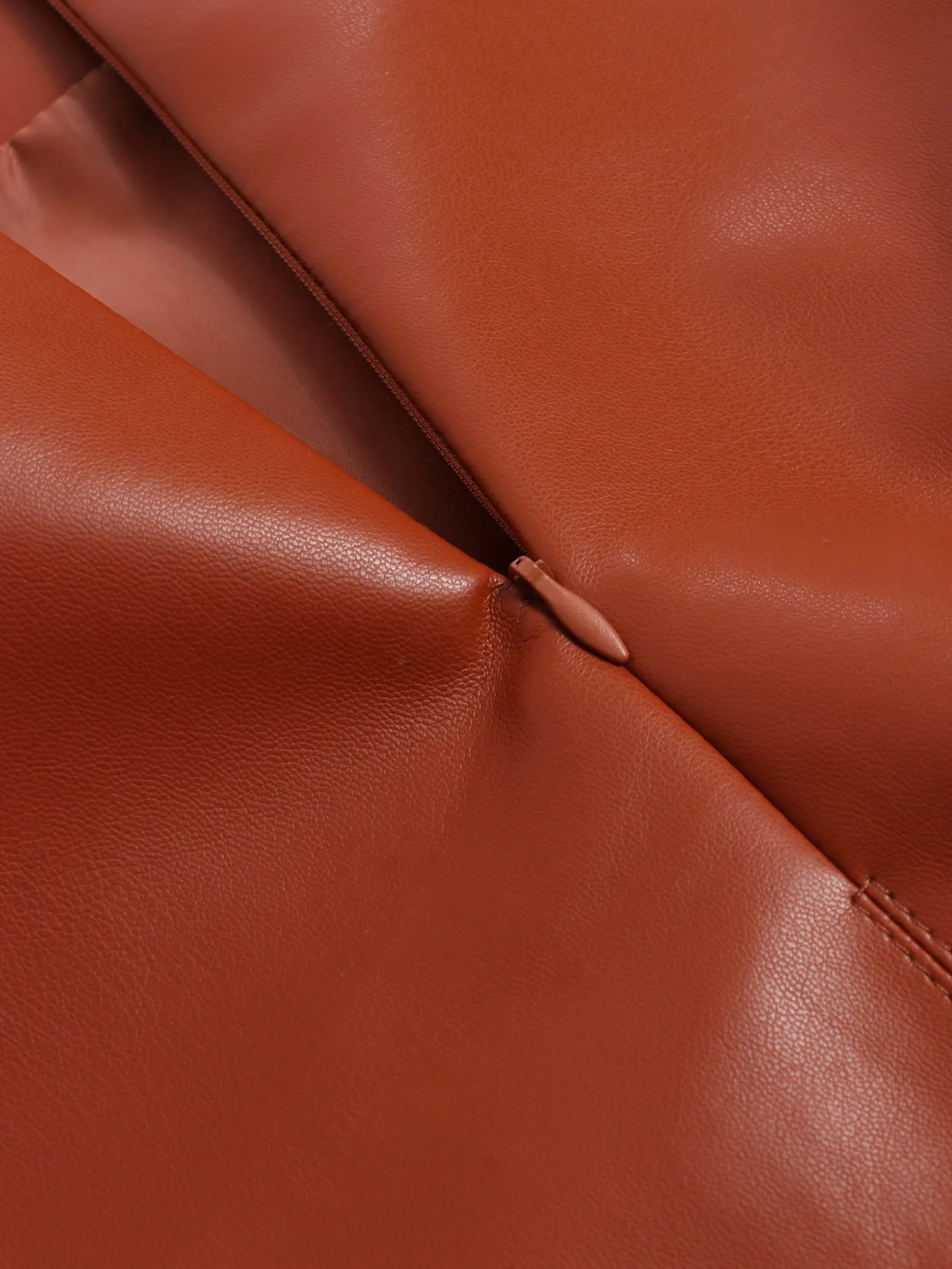 Midsize High-Waisted Leather Skirt with Split