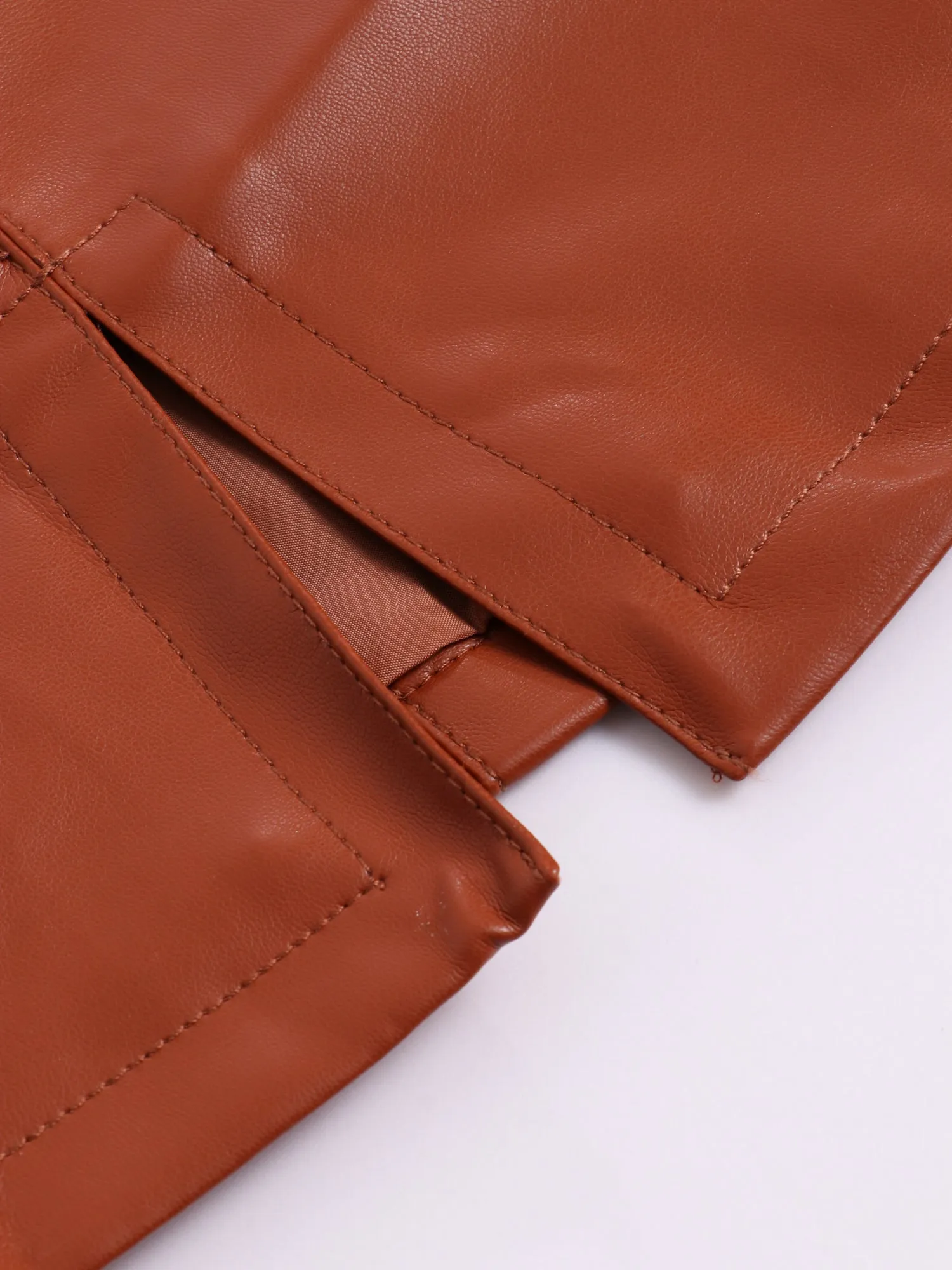 Midsize High-Waisted Leather Skirt with Split