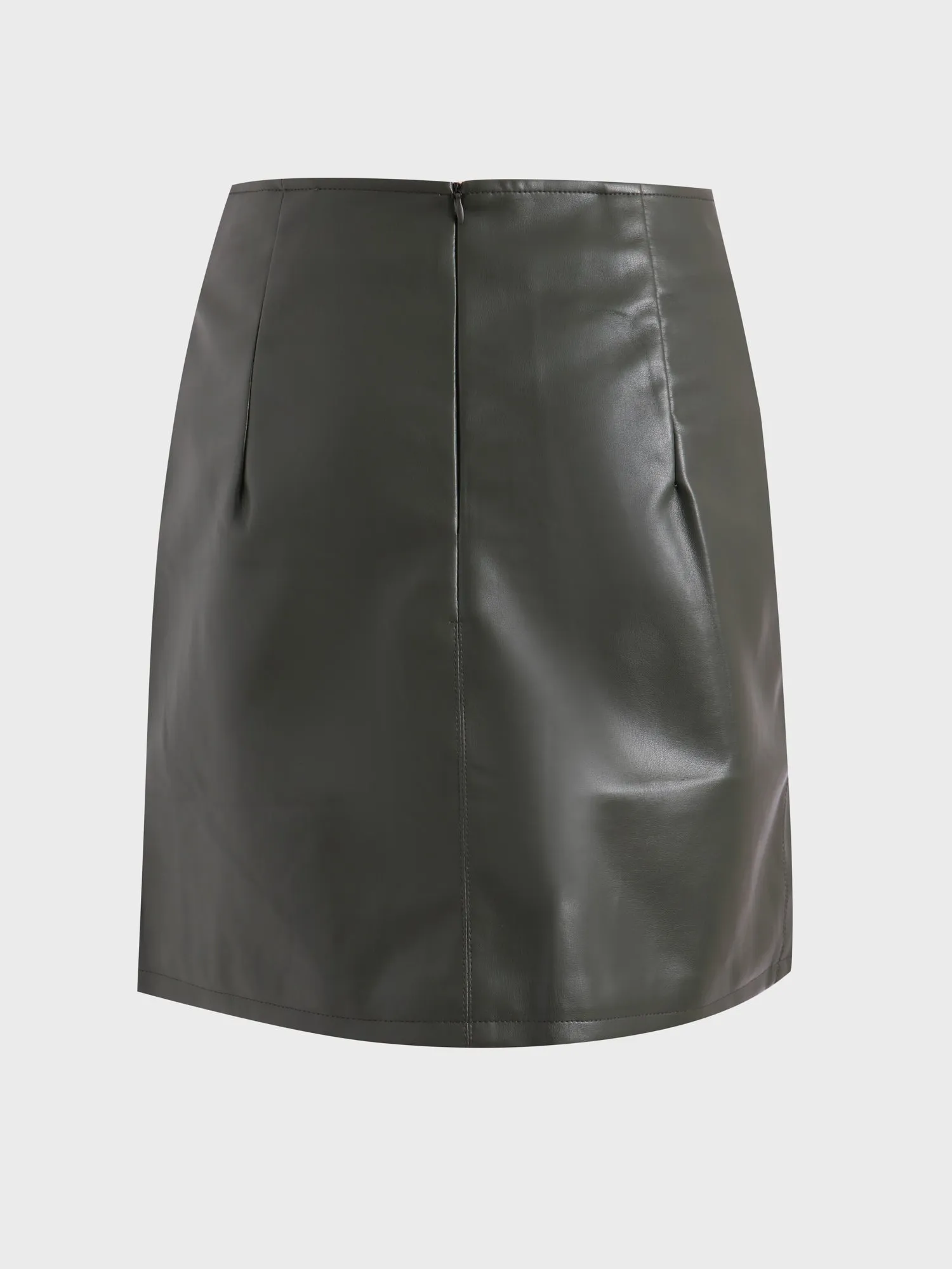 Midsize High-Waisted Leather Skirt with Split