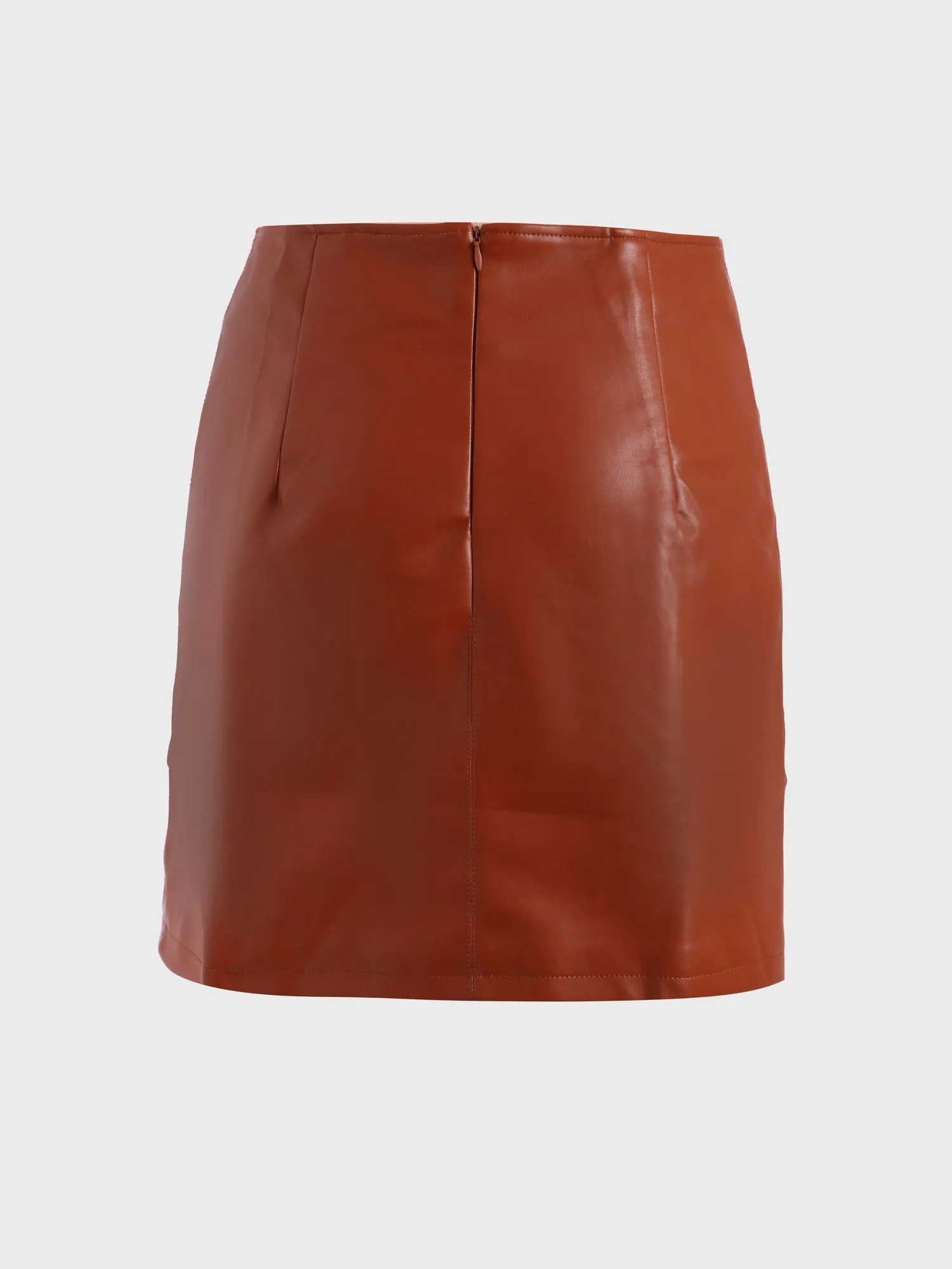Midsize High-Waisted Leather Skirt with Split