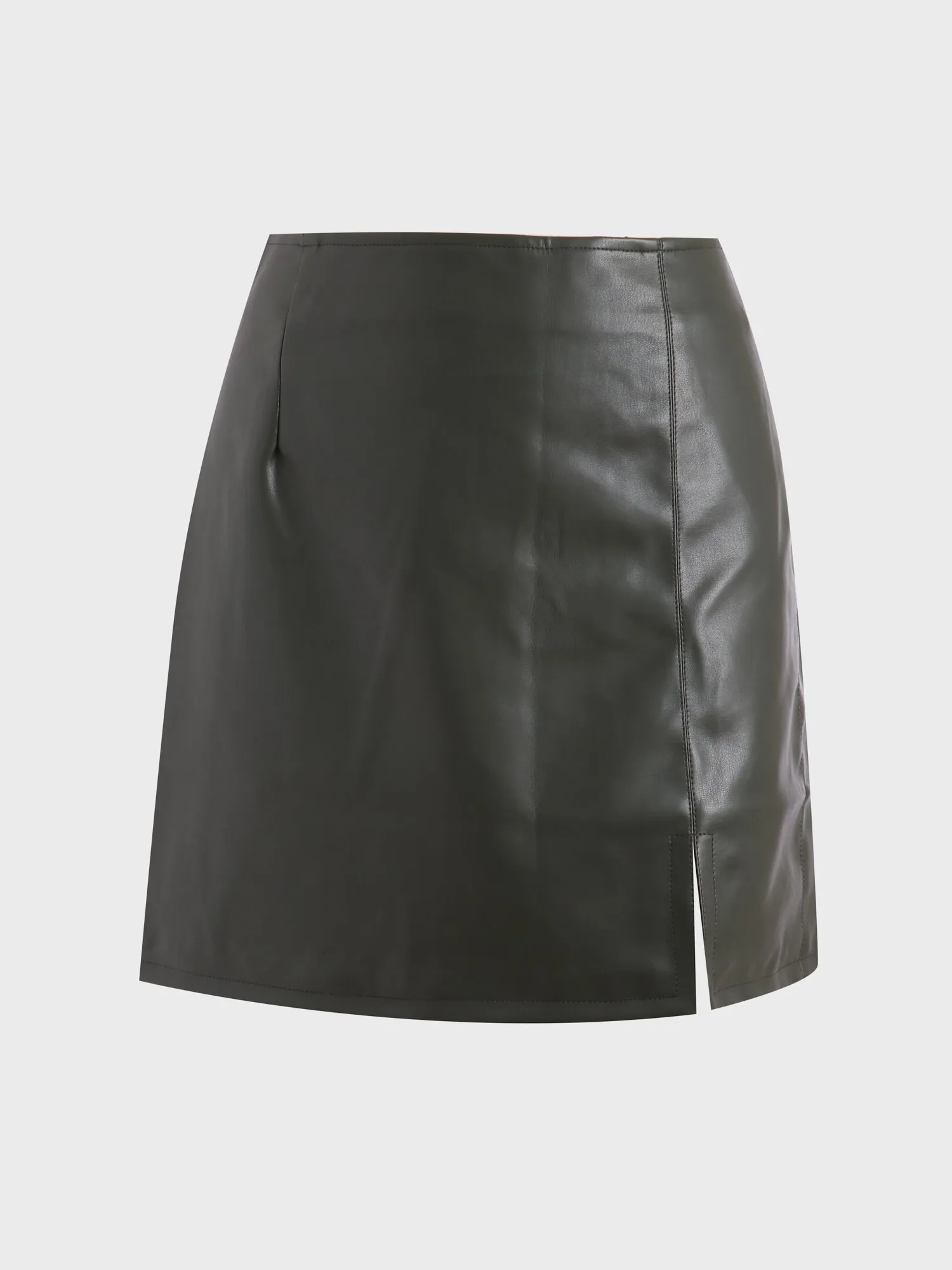 Midsize High-Waisted Leather Skirt with Split