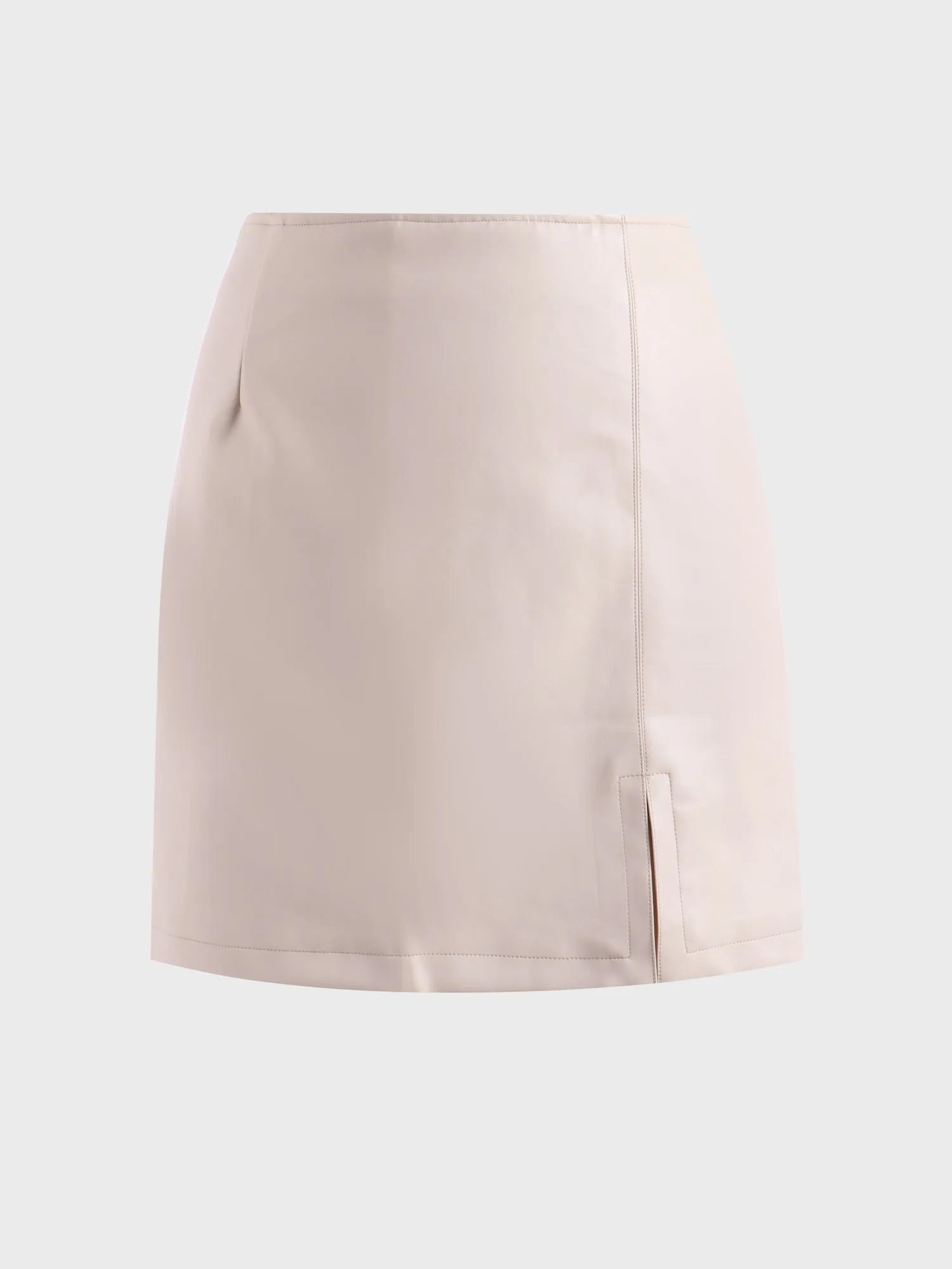 Midsize High-Waisted Leather Skirt with Split
