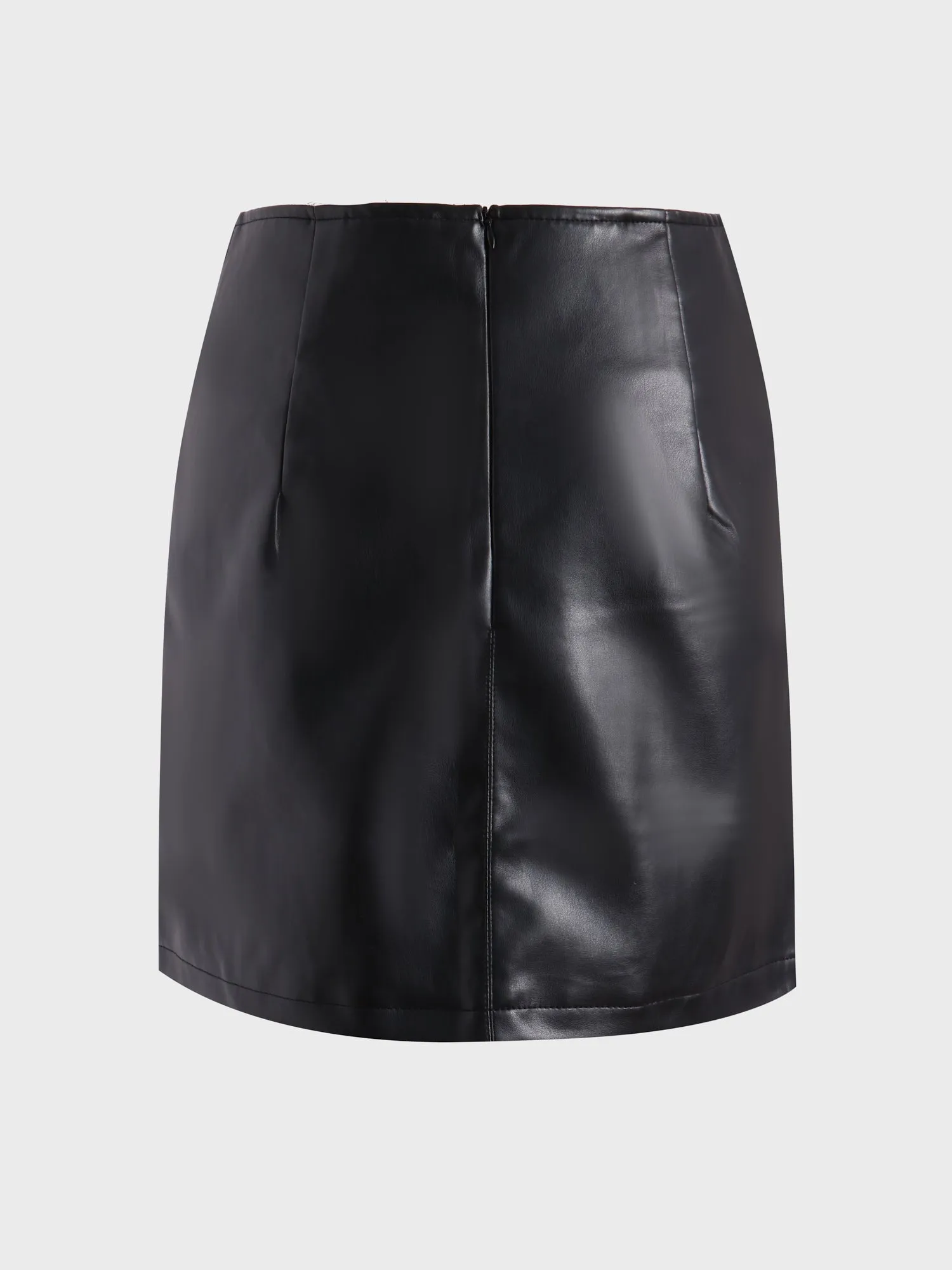 Midsize High-Waisted Leather Skirt with Split