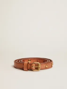 Molly tan leather belt with star-shaped studs