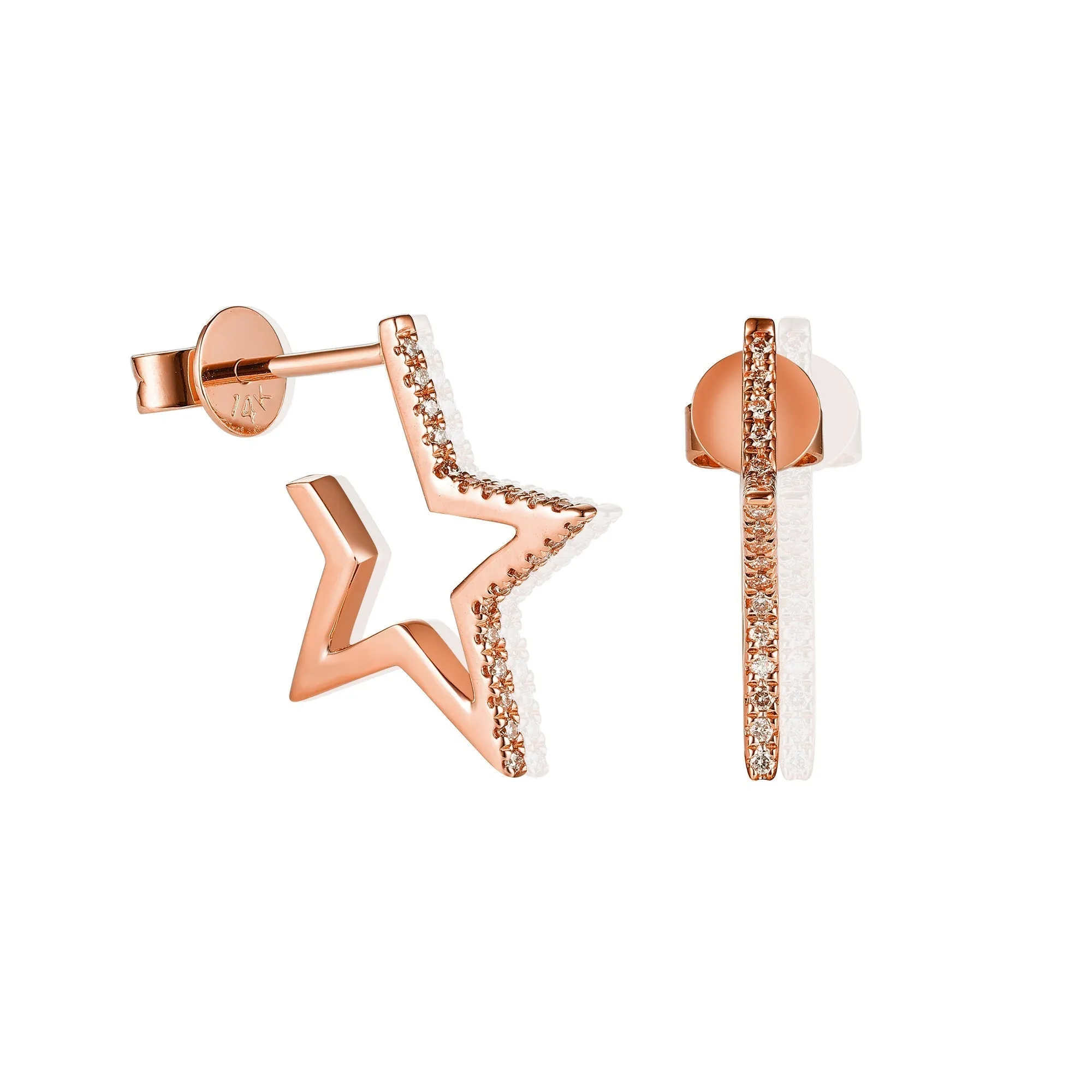 Orchid Gems Diamond Half-Star Earrings