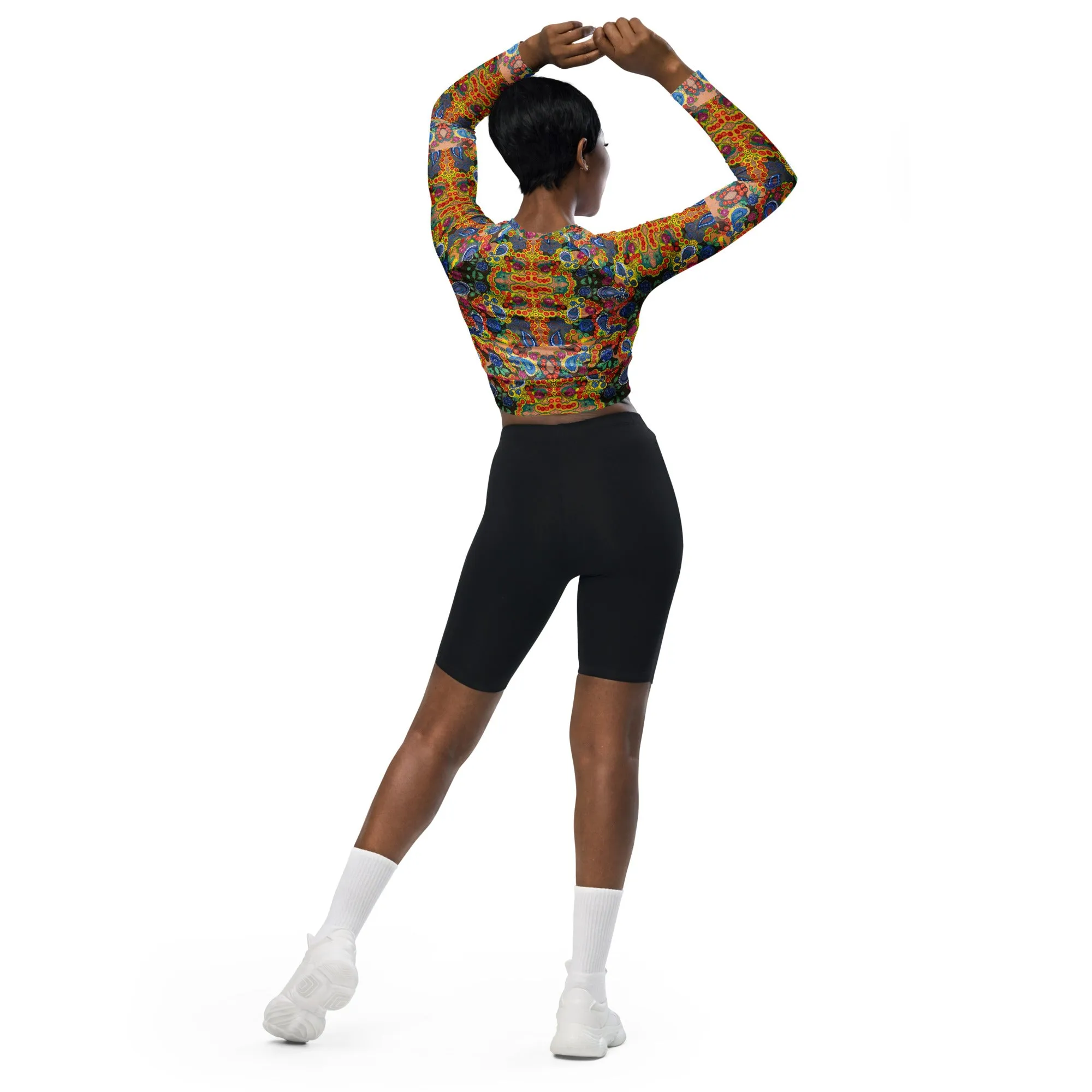 Paisley bubble brigade Recycled long-sleeve crop top
