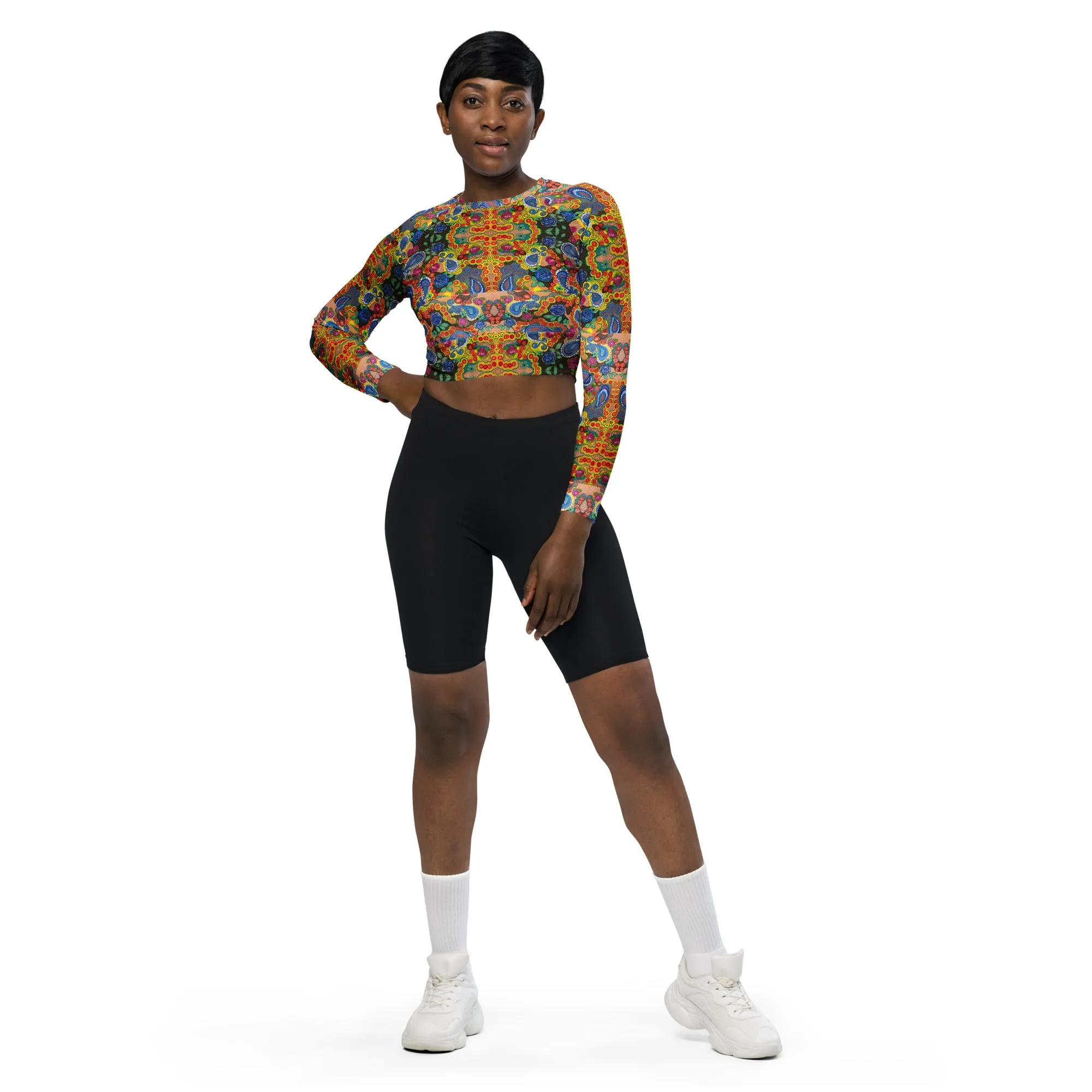 Paisley bubble brigade Recycled long-sleeve crop top