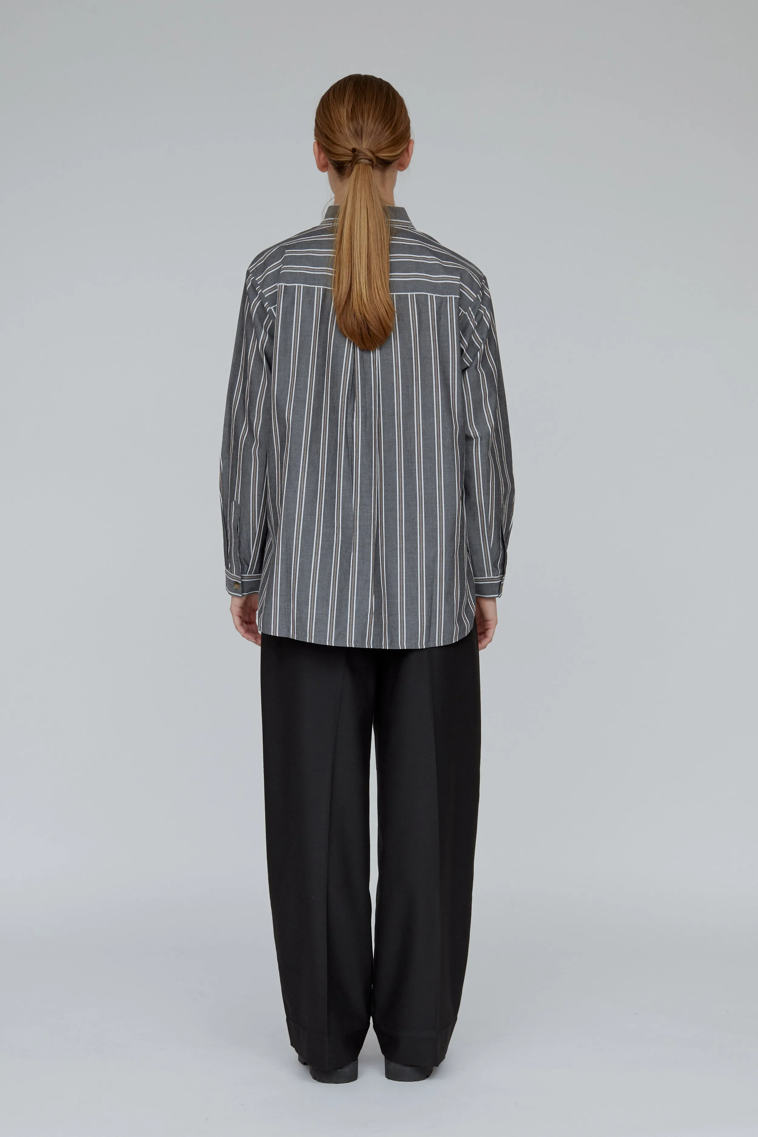 Ray Shirt - Black / bright white  / tobacco brown