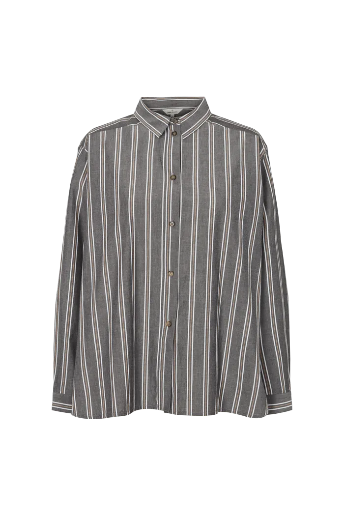 Ray Shirt - Black / bright white  / tobacco brown