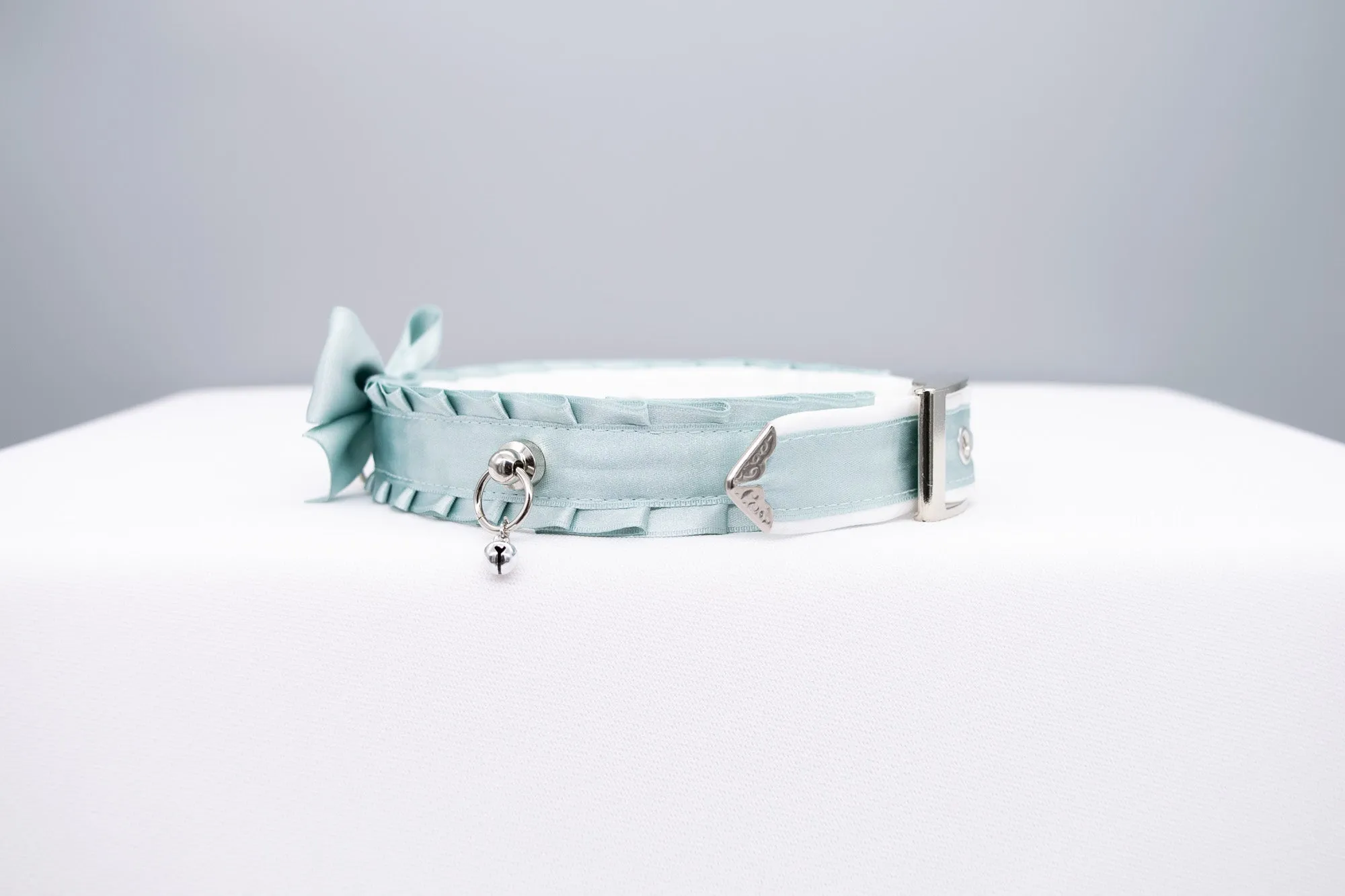 Seafoam and Silver Luxury BDSM Collar