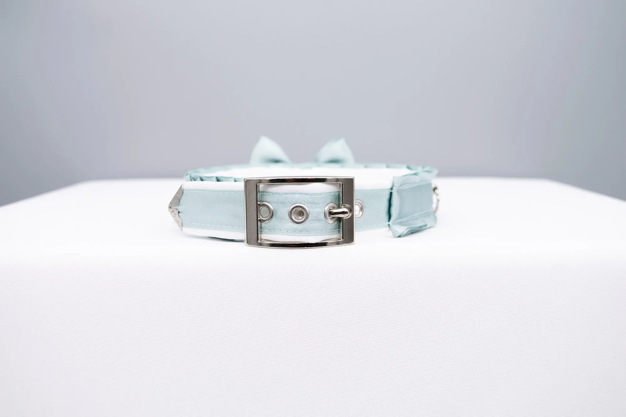 Seafoam and Silver Luxury BDSM Collar
