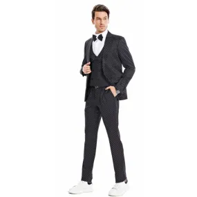 Slim Fit Black Polka Dot Suit