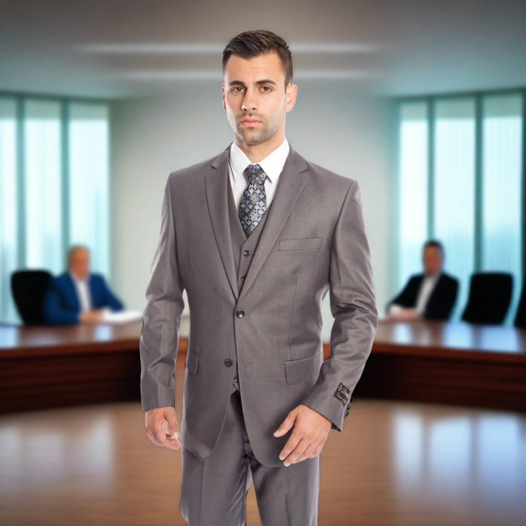 Slim Fit Med. Grey 3pc Suit