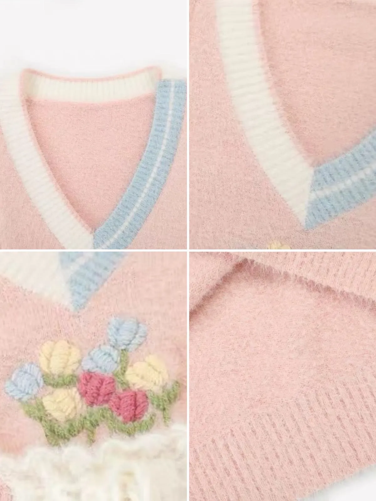 Tulip Daydreams French Imitation Mink V-Neck Vest