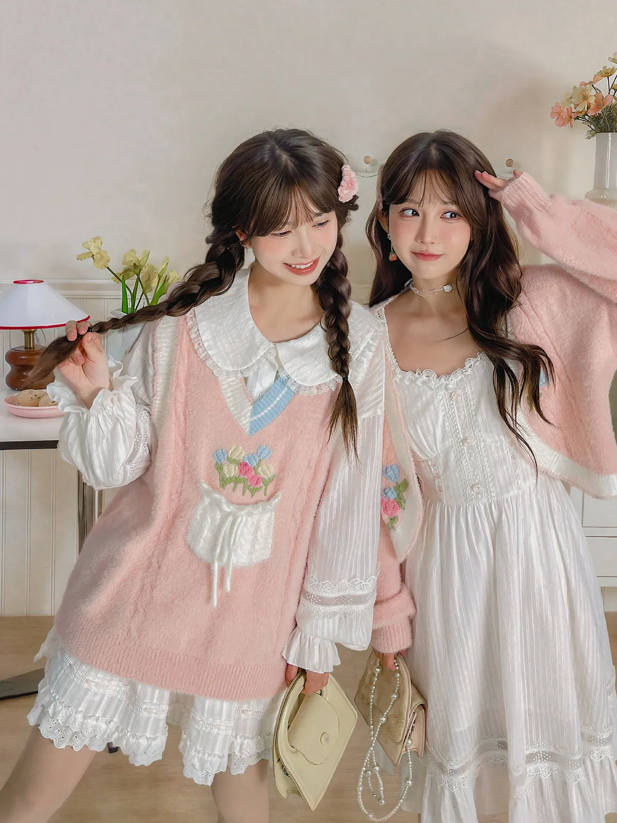 Tulip Daydreams French Imitation Mink V-Neck Vest