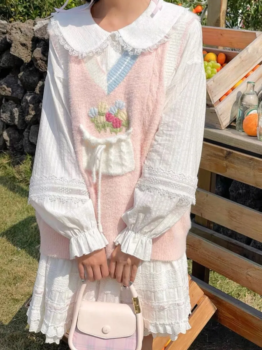 Tulip Daydreams French Imitation Mink V-Neck Vest