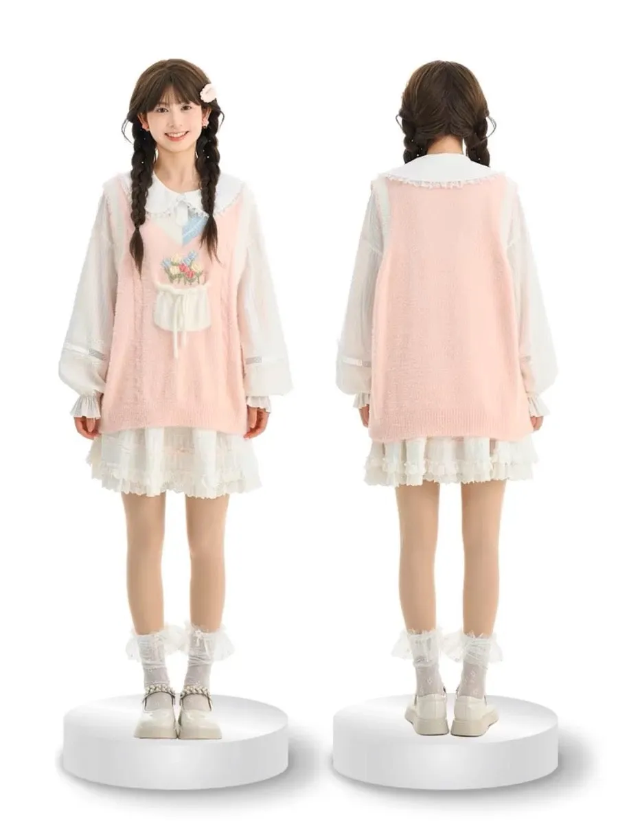 Tulip Daydreams French Imitation Mink V-Neck Vest