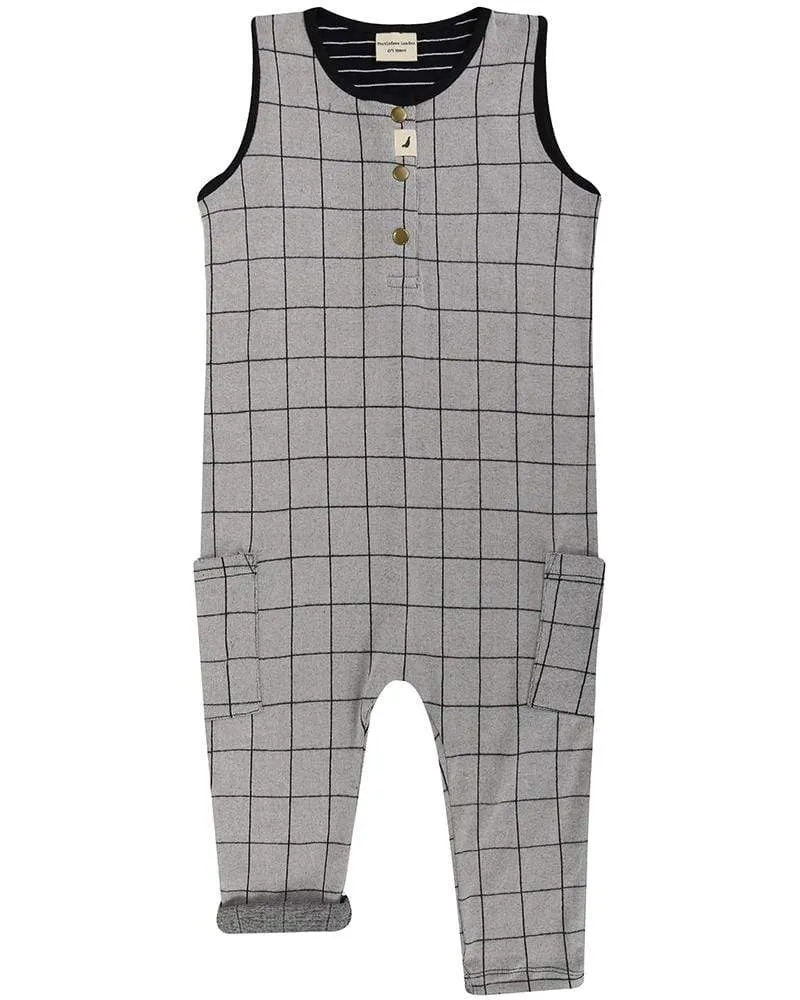 Turtle Dove Jacquard Check Tank Overalls